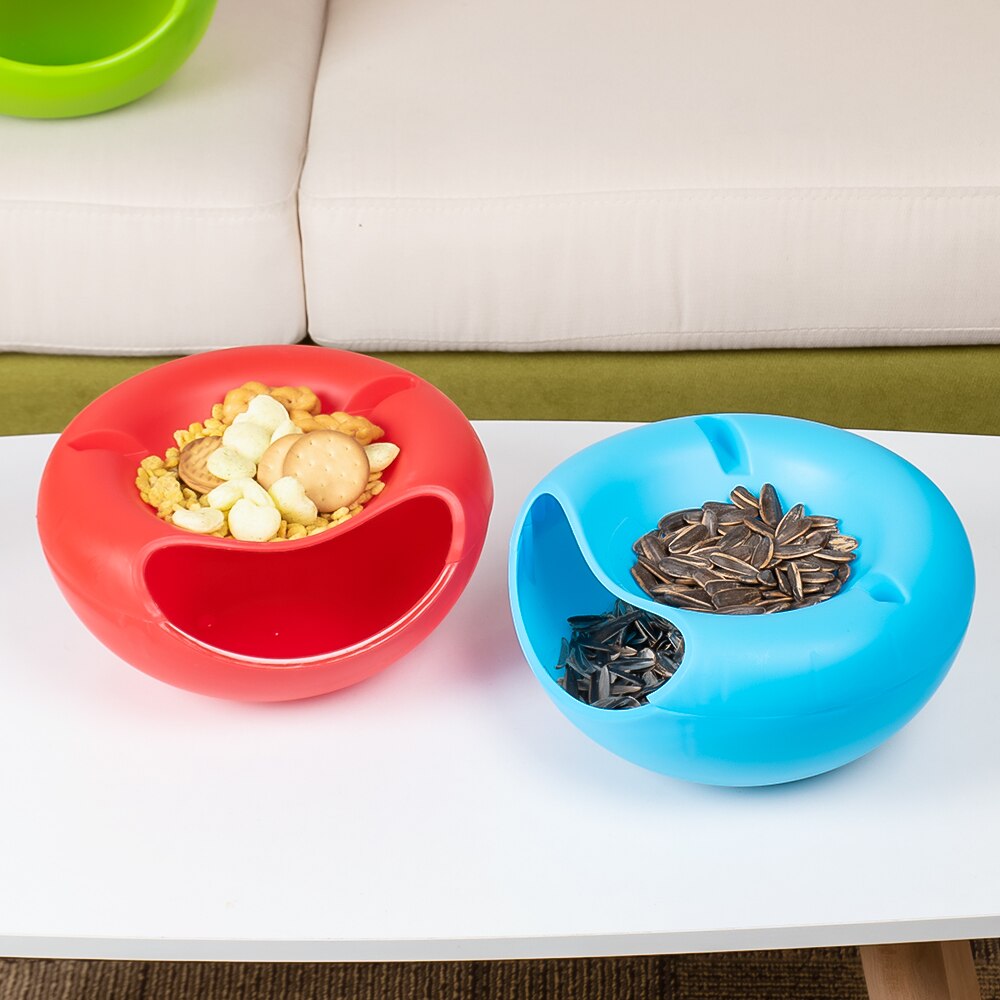 Doven snack skål plastik melon frø nødde opbevaringsbeholder med telefonholder dobbelt lag snack opbevaring boks тарелки для еды