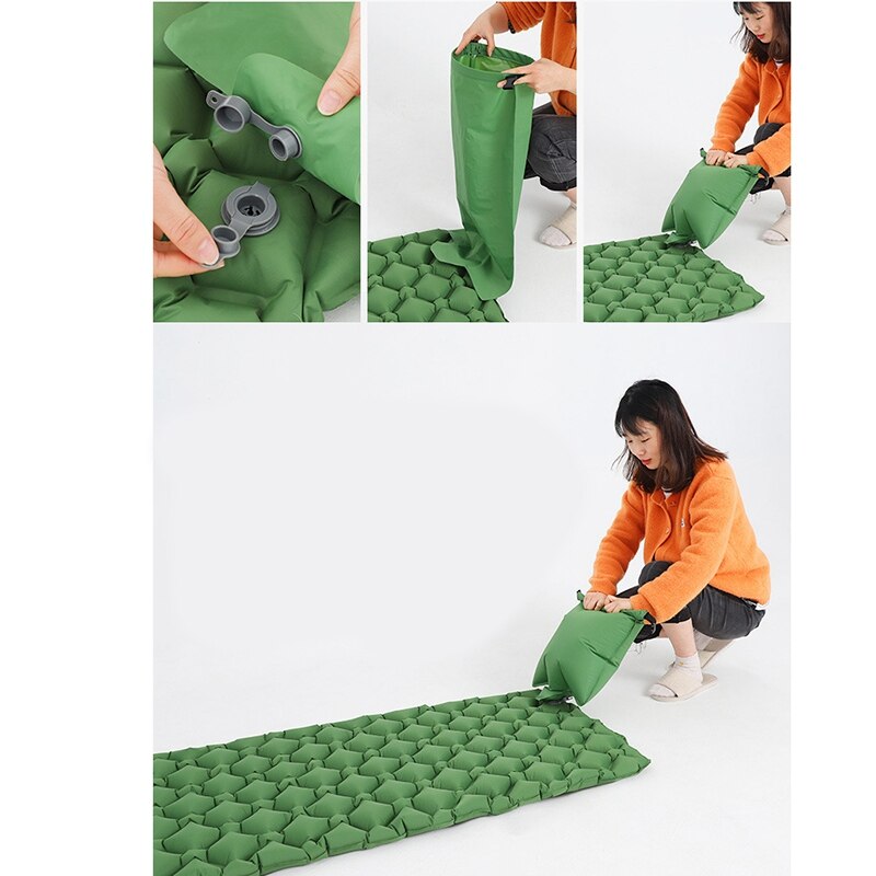 Aufblasbarer schlafsack für camping, heim, hof, tragbarer, faltbarer luftsack für isomatten, outdoor-matten, wandern, trekking: Orange