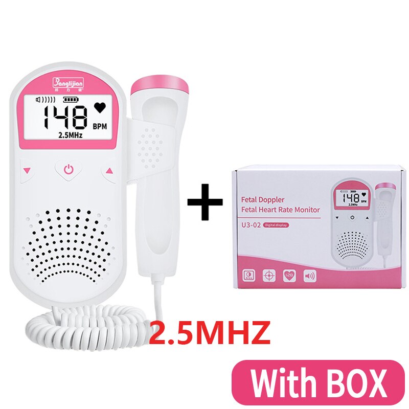 3.0Mhz Doppler Foetale Hartslag Babyfoon Vrouwen Thuis Zwangerschap Baby Foetale Geluid Hartslag Detector Lcd-scherm Geen straling baby heart monitor echo apparaat baby dopler baby echo baby monitor pregnant zwangersch: 2.5Mhz with box