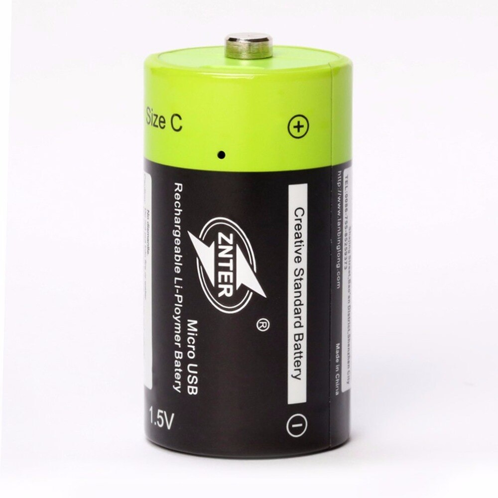 ZNTER 1.5V 3000mAh rechargeable battery C size USB rechargeable lithium polymer battery charged by Micro USB cable: 1PCS Battery