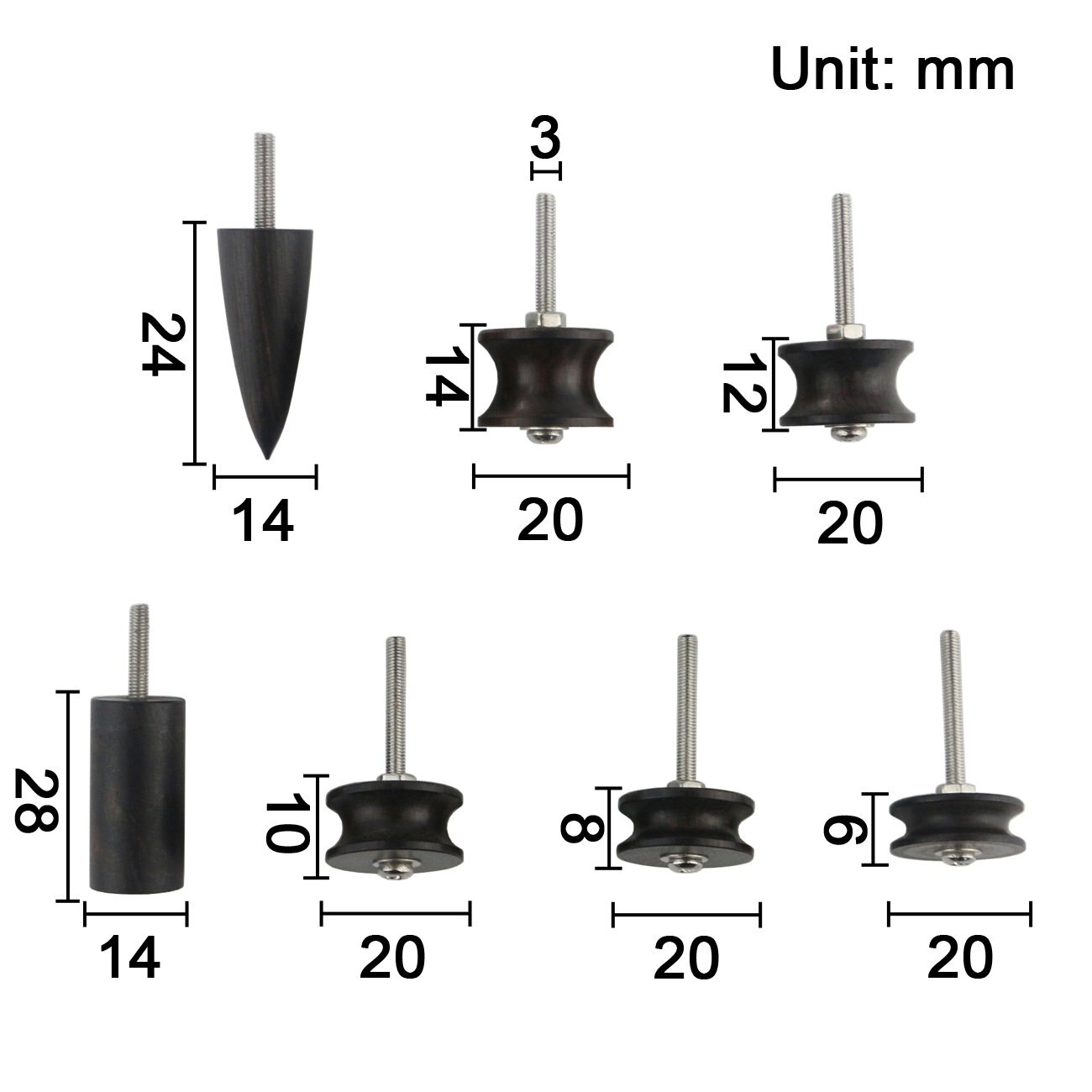 For Dremel Rotary Tools 7Style Ebony Leather Burnisher Electric Polished Head Leather Tools Leather Slicker Tool Drill Sets