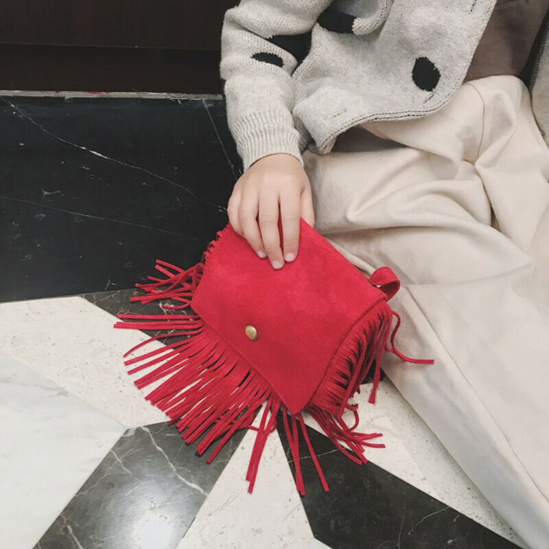 Baby kinderen meisjes kwastje mini messenger bag portemonnee kinderen schoudertassen