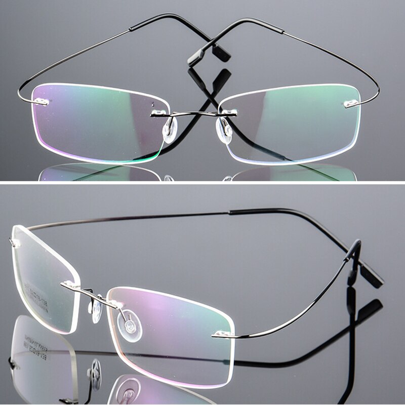 Zilead Ultralight Titanium Rimless Glasses Men Optical Sepectacles Rectangle Plain Frameless Eyeglasses Eyewear For Male: gray