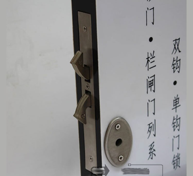 Rustfrit stål, skydedør/trækport dobbeltkroglås, stealth-lås, til indrammet glasdør, krydsnøgle, stærk, holdbar, dørbeslag