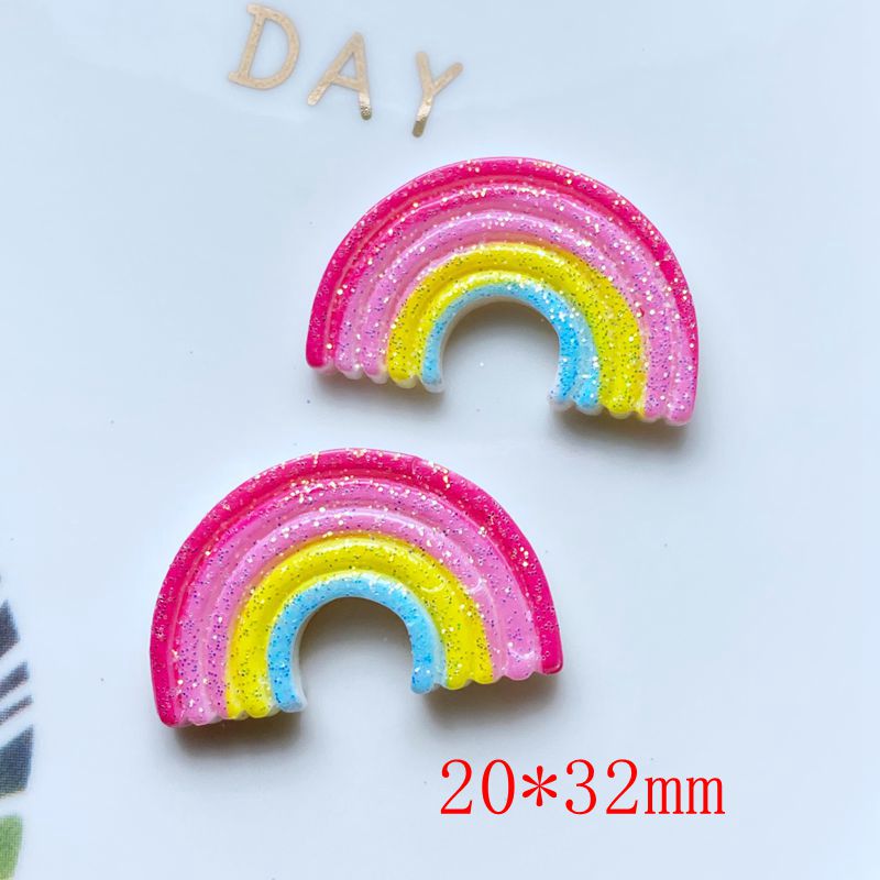 10Pcs Hars Leuke Gemengde Heldere Regenboog Serie Platte Achterkant Cabochon Plakboek Kawaii Diy Embellishments Accessoires: H