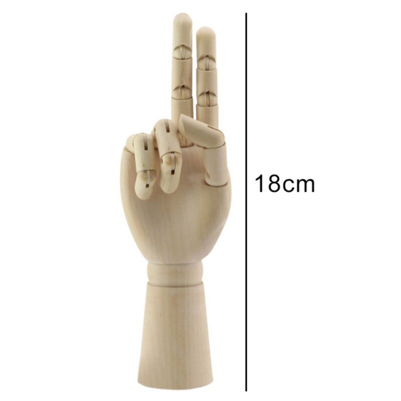 7 Inch Wooden Mannequin Hand Realistic Wood Artist Hand Model Posable Flexible Fingers Manikin Hand For Display
