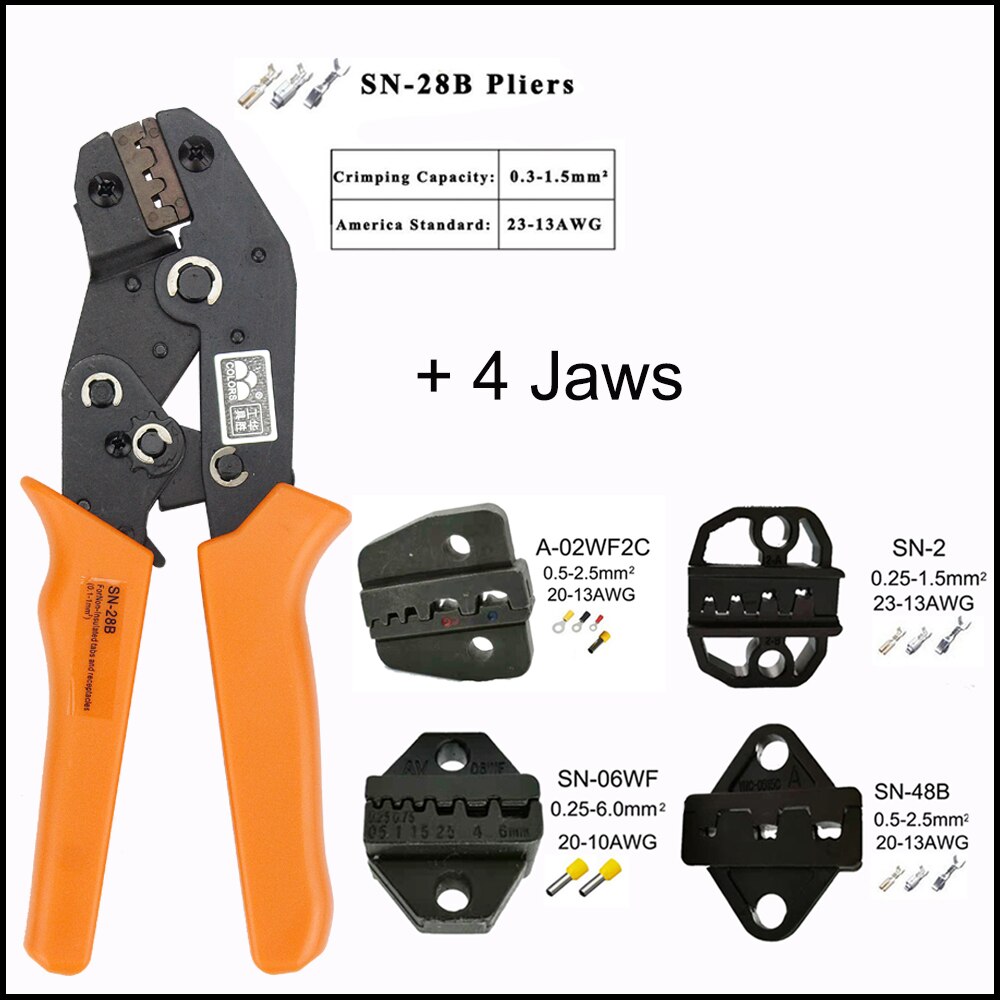 Tool kit terminal Crimping tool plier jaw 190mm Multi Functional Carbon Steel SN-28B+5 SN-28B SN-2 european style Terminal Tool: Dark Blue