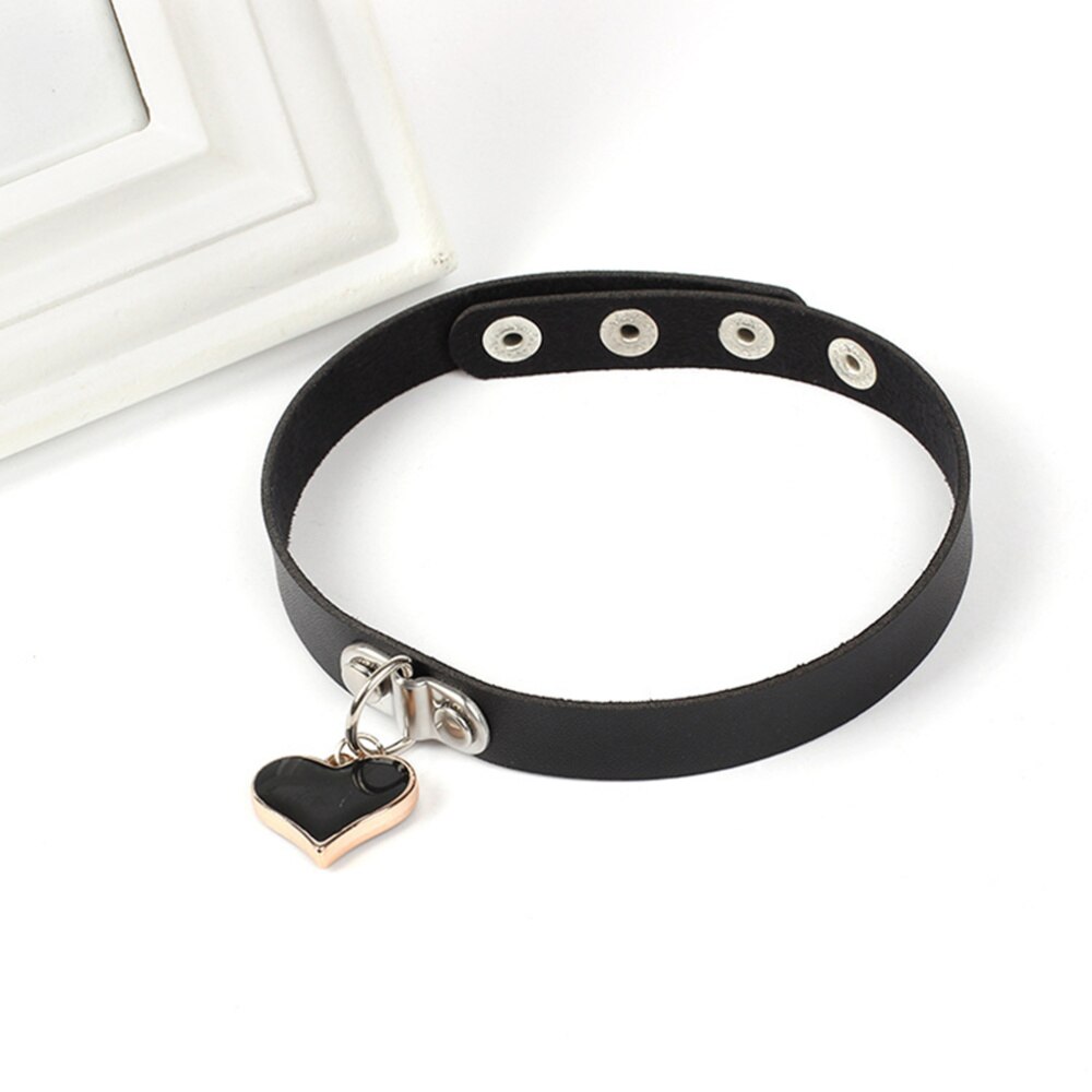 Leren halsketting, stijlvolle verstelbare gothic choker ketting, accessoires voor dames (zwart)