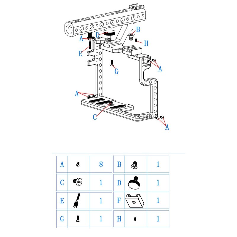 Stabilisateur de Cage de caméra, Cage vidéo de caméra d'alliage d'aluminium pour Panasonic GH5/5S avec la poignée supérieure
