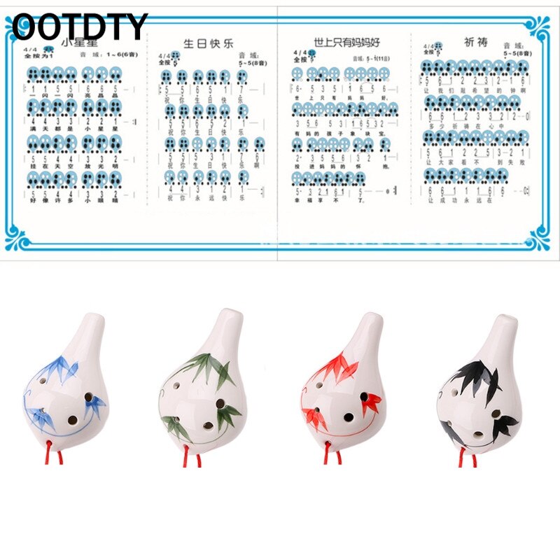 OOTDTY 6 Hole Ocarina Ceramic Alto AC Key Flute Musical Instrument