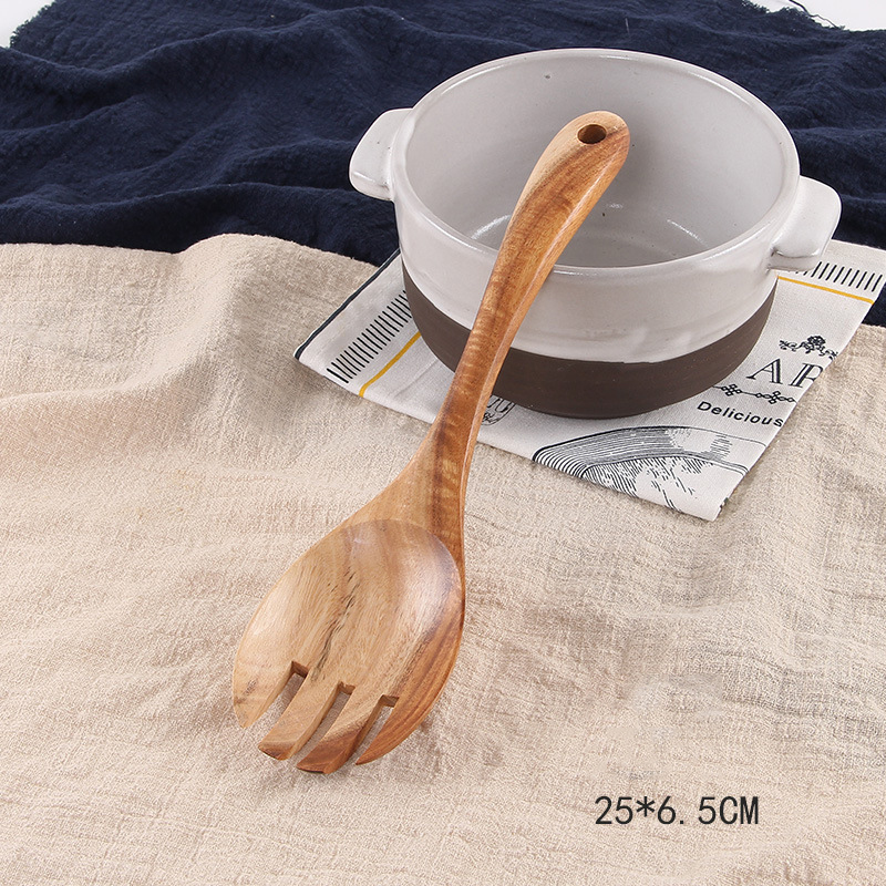 Vacclo træske lang håndtag køkkenredskaber non-stick pan spatel stor suppe ske resuable bordservice leverer: Gaffelske