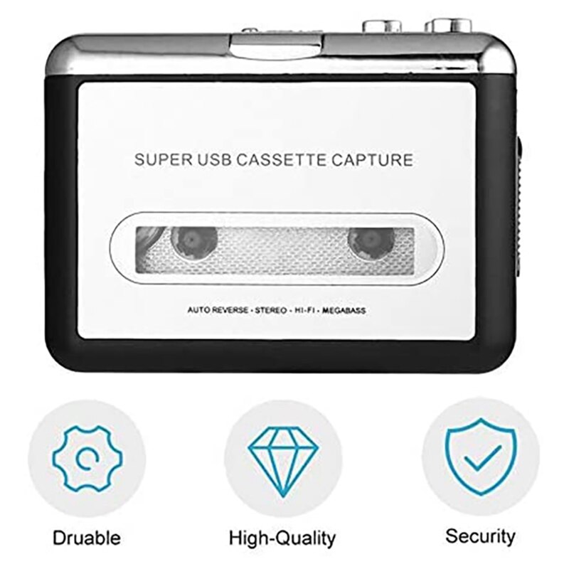 Cassette Player,USB 2.0 Portable Tape Audio Recorder Walkman MP3 Converter USB Adapter