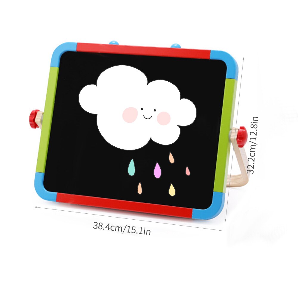 Wooden Easel Double-Sided Chalkboard & Magnetic Tabletop Dry Erase Board Foldable Standing Art Easel Perfect for Children