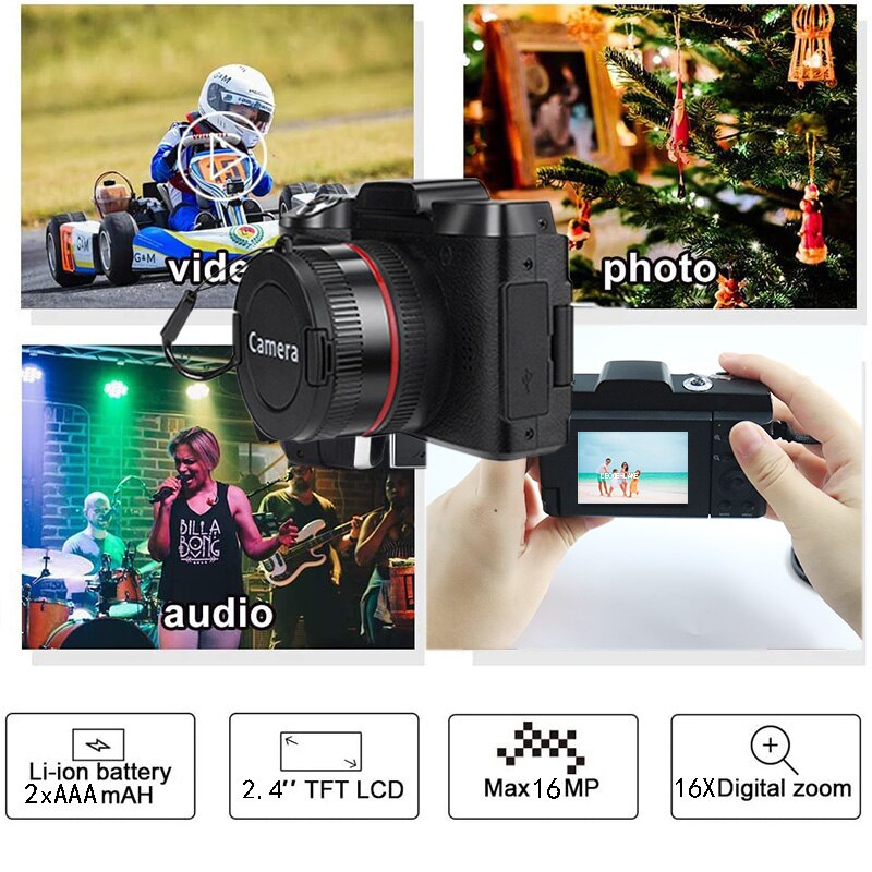 Digital Full HD1080P 16x Digital Zoom Camera 4K HD Camera Video Camcorder Vlogging 2.4inch Screen Camera Camcorder