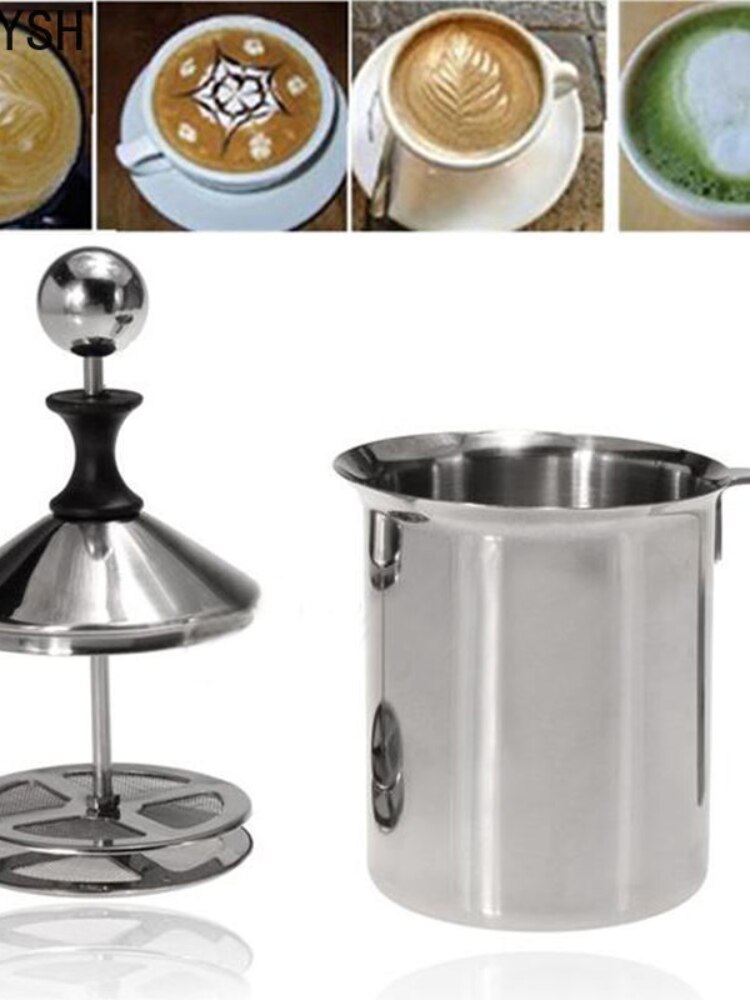 400/800Ml Handmatige Melkopschuimer Roestvrij Staal Koffie Melkopschuimer Melk Creamer Voor Cofffee Melk Kannen Eiklopper keuken Tool