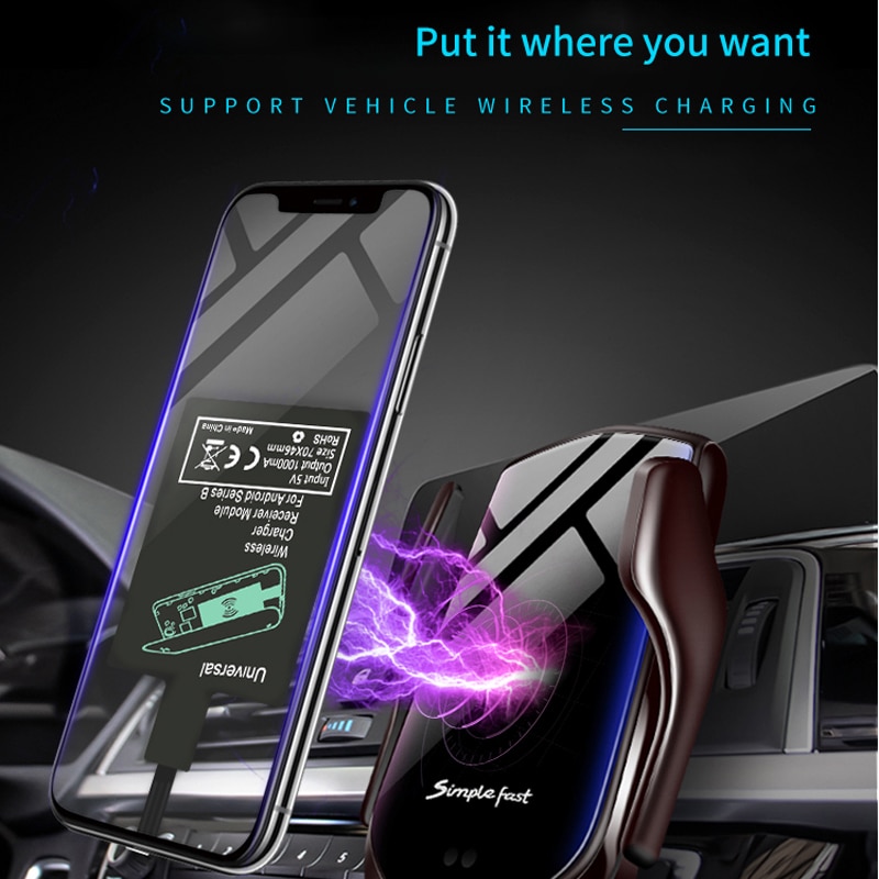 Receptor de carga inalámbrica Qi para cargador de coche, tableta portátil Micro para iPhone 6s 7 8 Plus SE, Universal