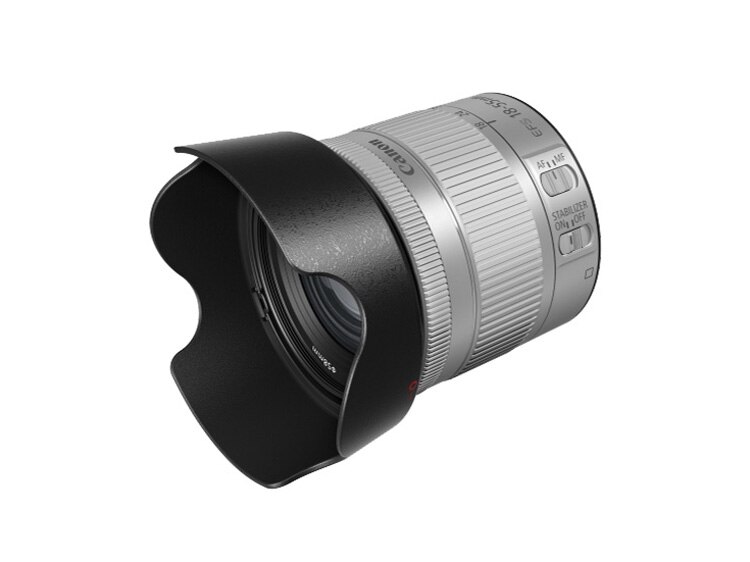 EW-63C lens hood for Canon EF-S 18-55mm f/3.5-5.6 IS STM snap-on bracket Can be installed in reverse