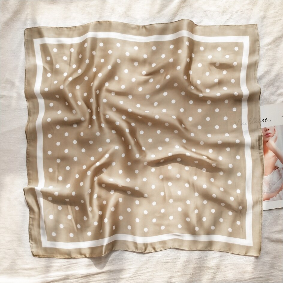 70 * 70ins Lente Zomer Sjaal Kleine Vierkante Sjaal Vrouwelijke Koreaanse Artistieke Decoratieve Polka Dot Vrouwen Halsdoek Sjaal