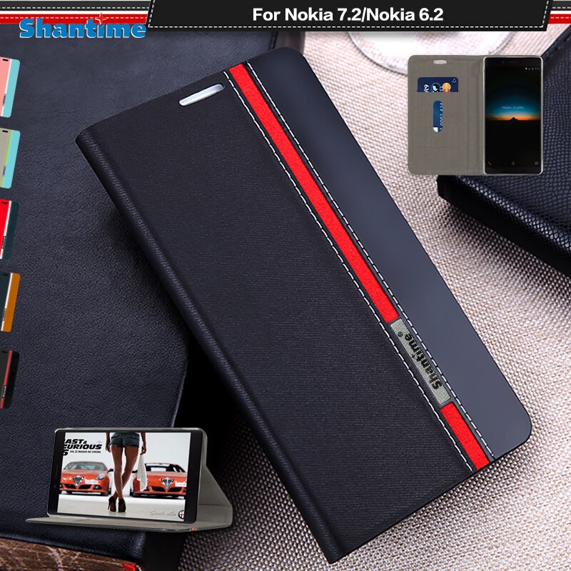 Luxe pu leren hoesje voor nokia 7.2 flip case voor nokia 6.2 telefoonhoesje zachte tpu siliconen achterkant