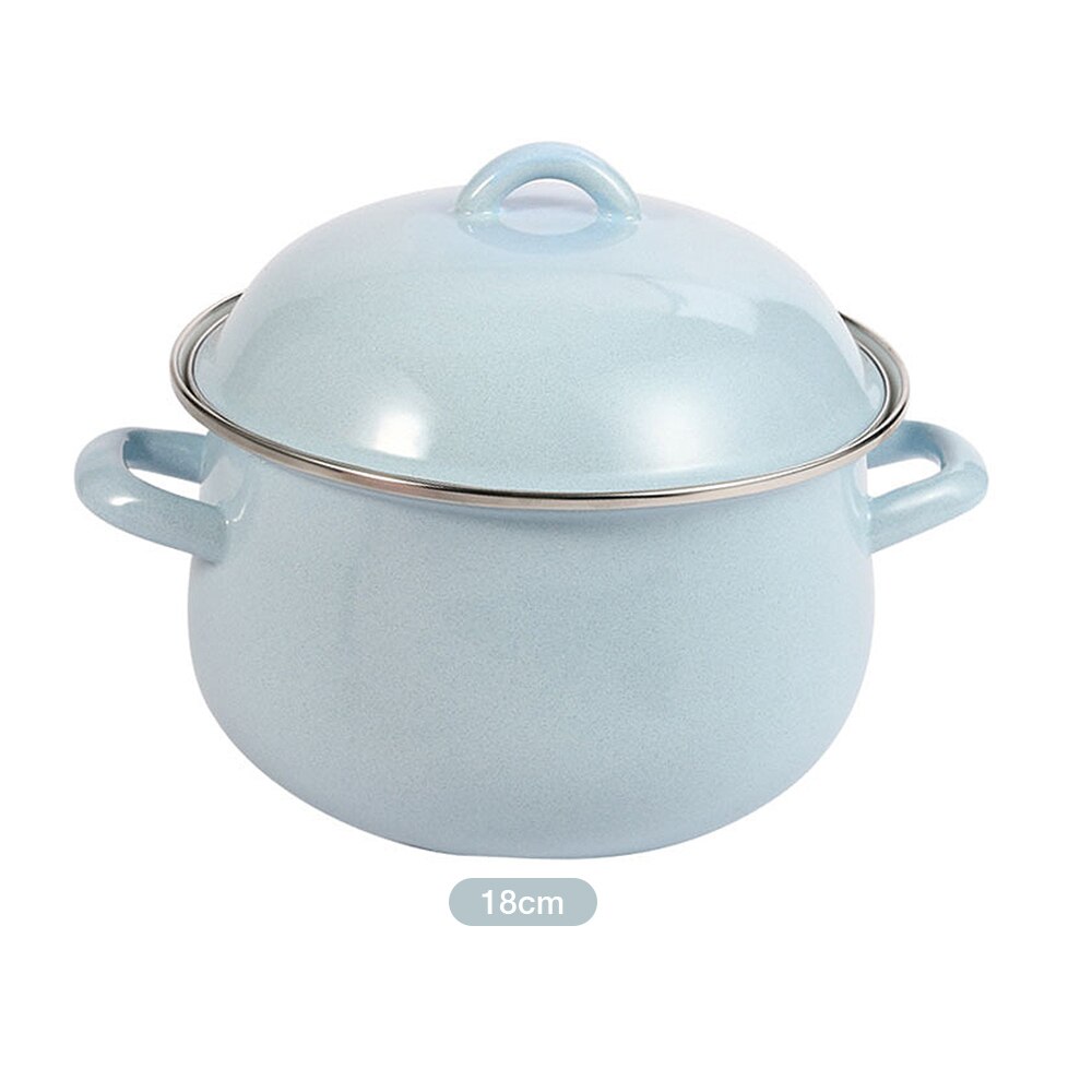 Garnki emaliowane z pokrywką wielofunkcyjne przybory kuchenne garnek robić zupy robić indukcyjnej kuchenki gazowej żywność dla niemowląt owsianka garnek narzędzia kuchenne: 18cm niebieski
