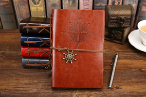 Vintage Piraat Dagboek Notebook Agenda Met Faux Leather Cover Loose Leaf Note Book voor School Briefpapier of Reiziger: Brown / Large 165x235mm
