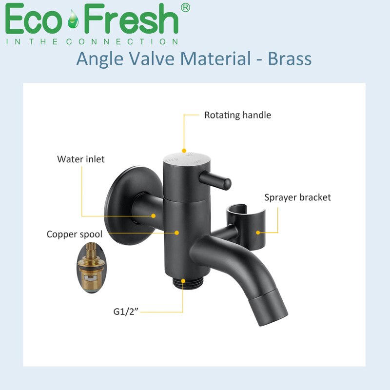 Ecofresh Bidets Zwart Badkamer Bidet Wc Kraan Bidet Koud Water Hygiënische Douche Moslim Douche Enkel Gat Draagbare Spuit