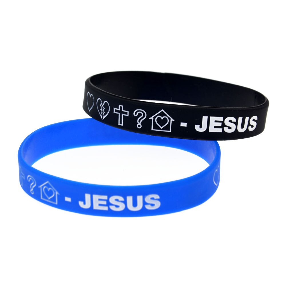 1 ud. Pulsera de goma de silicona de Color azul y negro Jesús amor para fe religiosa