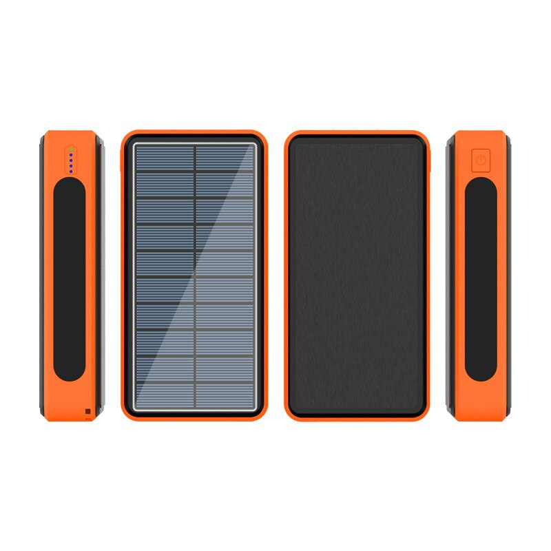 80000mAh batterie d'alimentation solaire sans fil Portable téléphone charge chargeur rapide externe 4 USB LED lumière Powerbank pour Iphone Xiaomi Mi: Solar Orange