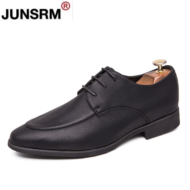 Mannen Lederen Schoenen Minimalistische Klassieke Zwart Derby Schoenen Basic Formele Zakelijke Office Schoenen Ronde Neus Platte Bruiloft Bruidegom Schoenen