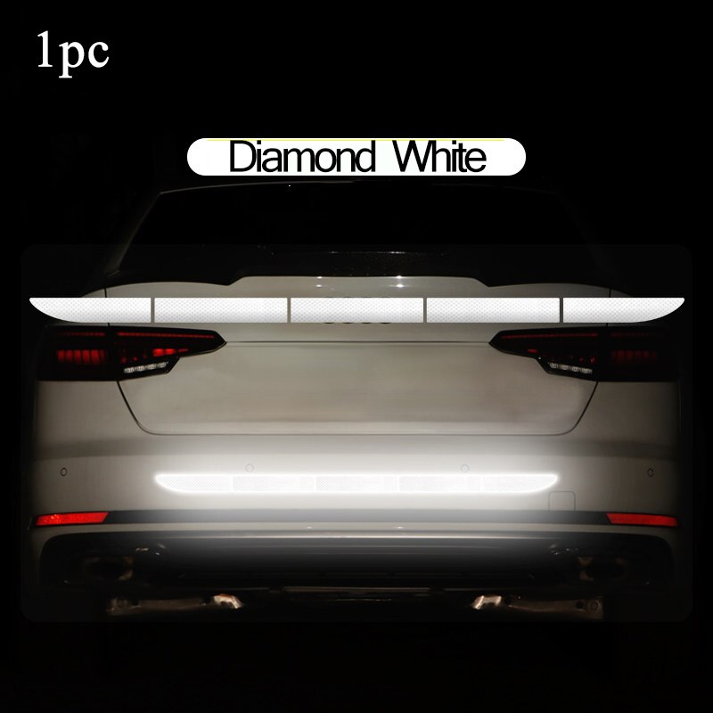 4 kleuren Auto Reflecterende Waarschuwing Sticker Nano Tape Strip Auto Kofferbak Reflecterende Waarschuwing Sticker Strip Bescherm Rijden Veiligheid Decor: Reflective Sticker W