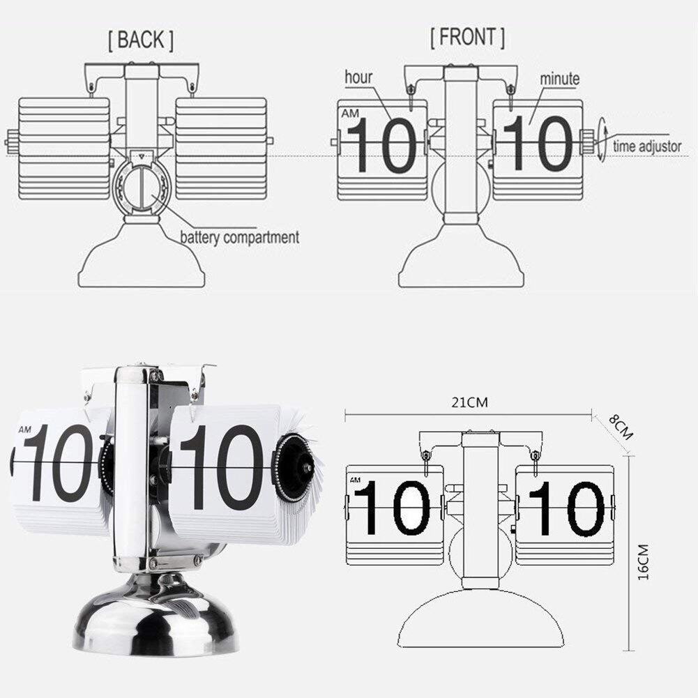 Flip Desk Clock Mechanical Retro Digital Flip Down Clock Internal Gear Operated Clock Home Office Decor PAK55