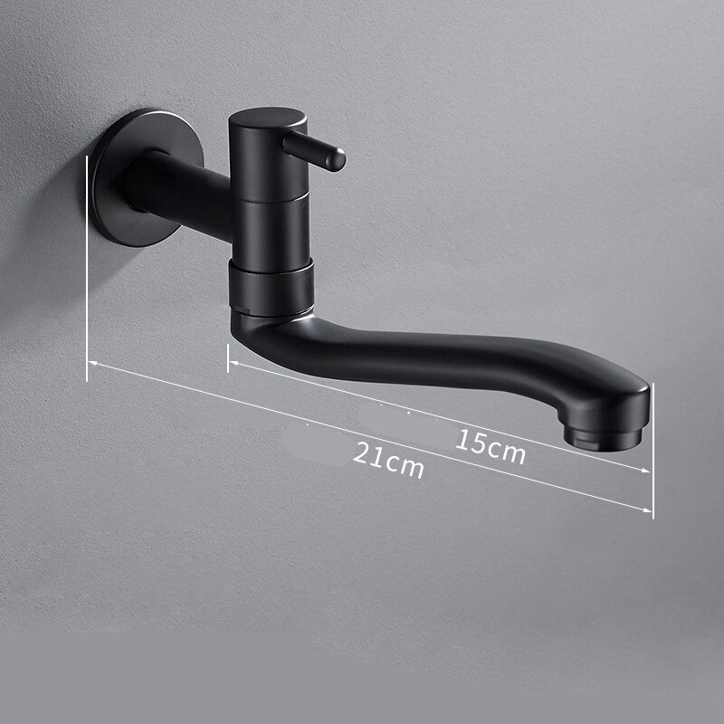 Zwart Enkel Koud Mop Kraan 30Cm/25Cm/15Cm Langer Kraan Uitloop Bad Kraan Wastafel tap: 15cm spout