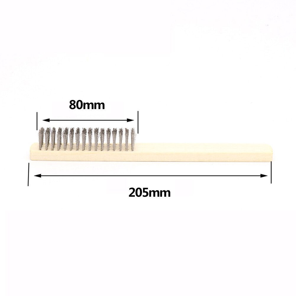 3 Pcs Stainless Steel Wire Brush W/ Wood Handle Wire Brush Rust Removal 8.07Inch For Hand Cleaning Tools