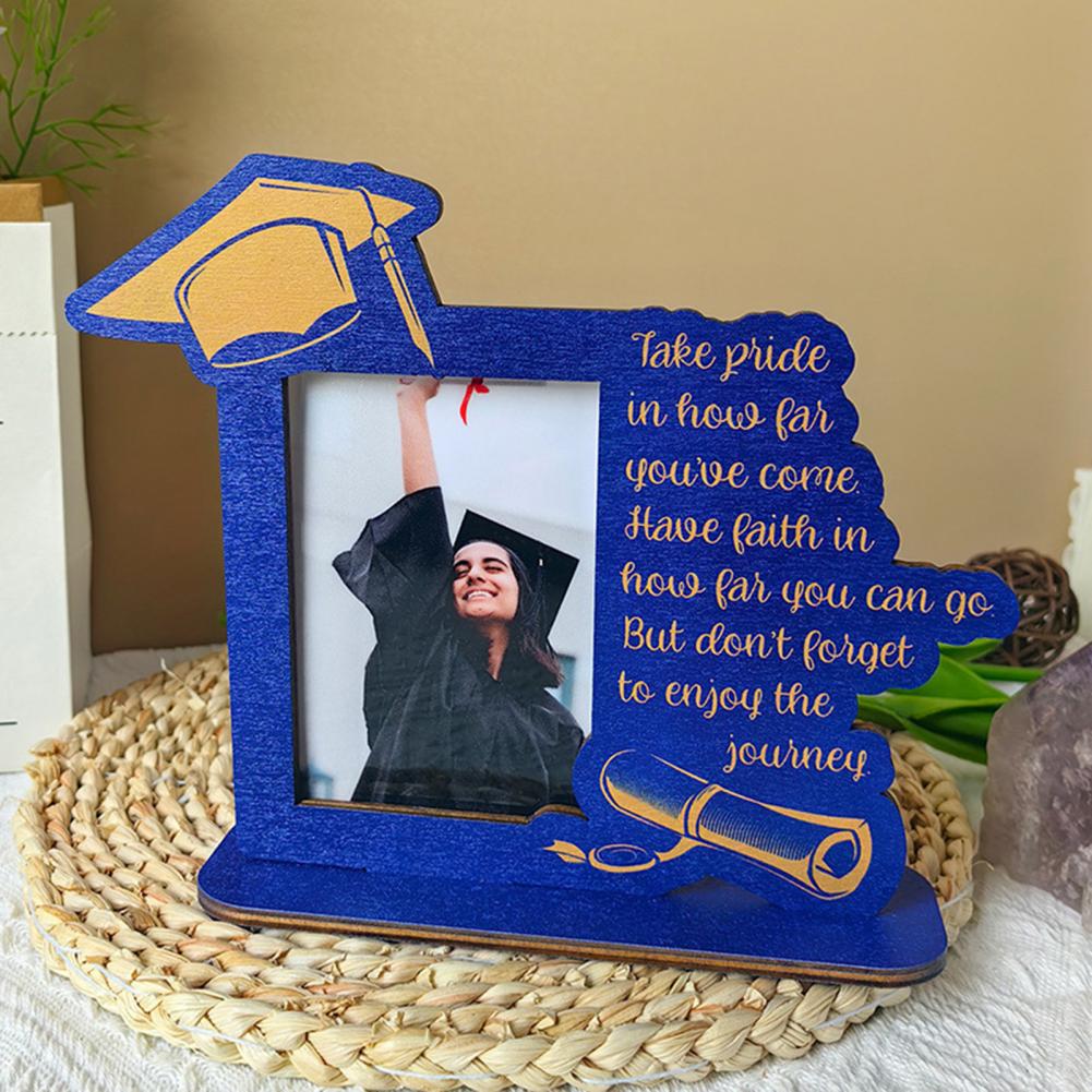 1 Set Picture Frame DIY Wooden Graduation Picture Display Frame Vintage Rustic Graduation Photo Frame For Desktop Decoration