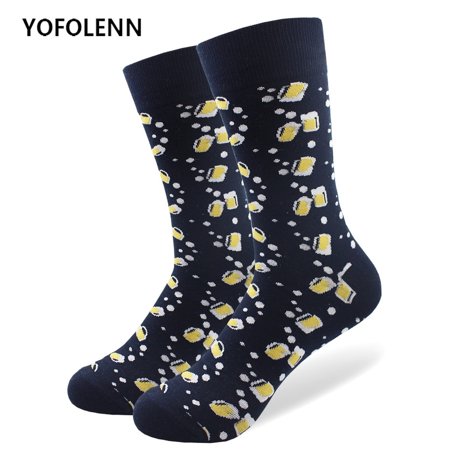 Calcetines de algodón peinado para hombre, calcetín largo, negro, 1 par