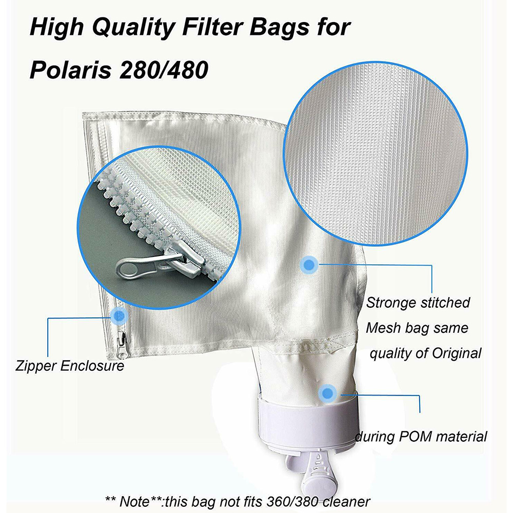 2Pcs For Polaris 280 480 Zipper Filter Bag For Pool Cleaner All Purpose K13 K16 Swimming pool filter bag Replace Polaris