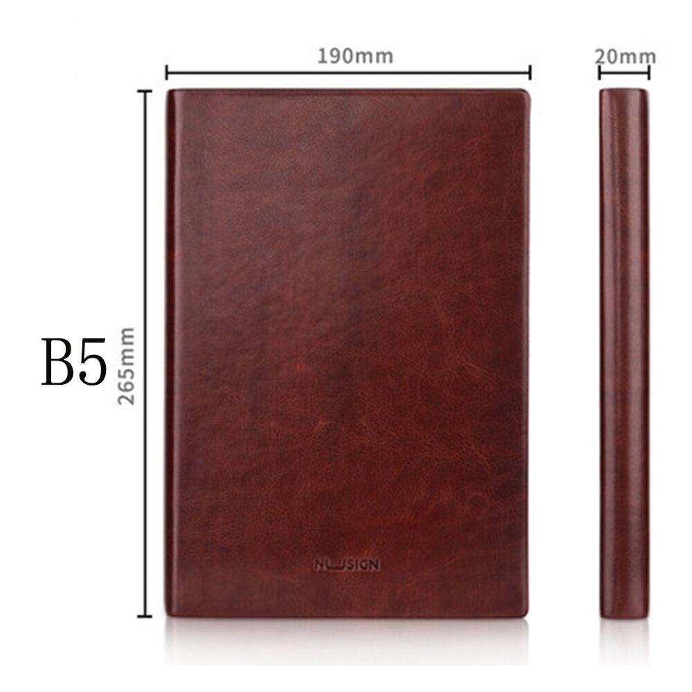 Nusign A5/B5 Sizes Soft Face Leather Notebook High-end Office Business Notebook Leather Face Stationery Bookmark Ribbon: B5 Brown