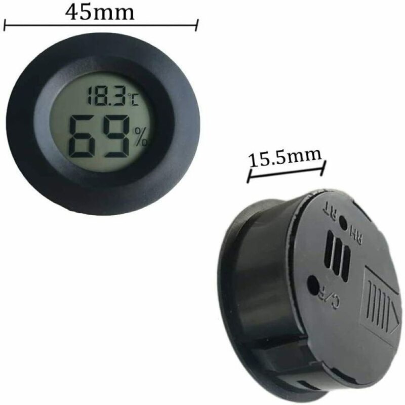 Mini lcd digitaalinen lämpömittari kosteusmittari mittari pyöreä muotoinen lcd-näyttö matelija akvaario lämpötila kosteus mittari ilmaisin työkalu