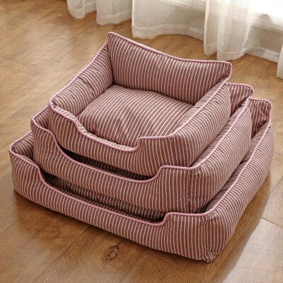 Luksus katte hunde liggestole sofaer stribet kæledyr sofa aftagelige madras tæpper anti fugt vaskbare kæledyr produkter til alle årstider: Luksus rød / S