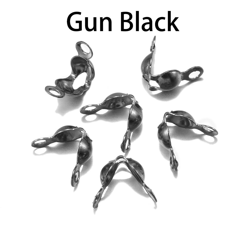 Connecteurs de chaîne à billes 4x7mm, fermoirs, pointe de perle, coquille de palourde pour bricolage, collier, Bracelets, accessoires de fabrication de bijoux, 100 – 1200 pièces/lot: Gun Black