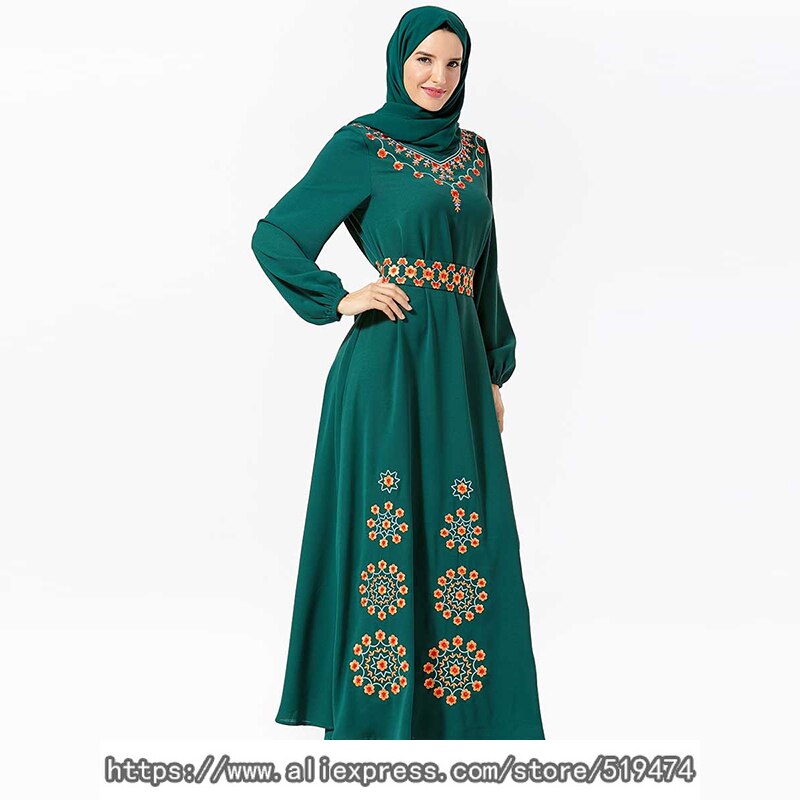Floral Abaya Kaftan Dubai turco Hijab musulmán vestido vestidos caftán ropa islámica para mujer Robe islámico Omani Elbise Kleding