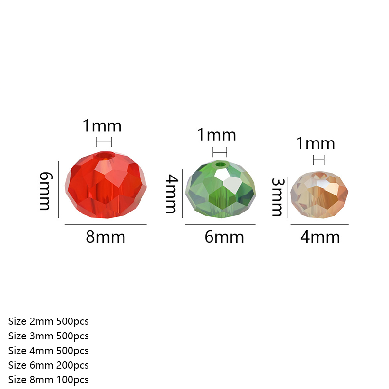 2 3 4 6 8mm cuentas de cristal Rondelle checas mezcladas cuentas de vidrio facetadas cuentas espaciadoras sueltas para fabricación de joyería DIY pulsera collar