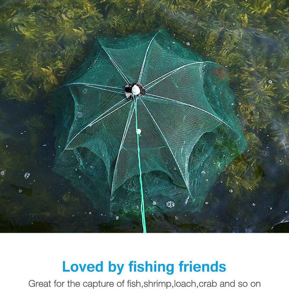 Small Mesh Fishing Net 6/10/16 Holes Automatic Folded Fishing Nylon Net With Zipper Automatic Foldable Thickened Fishing Net