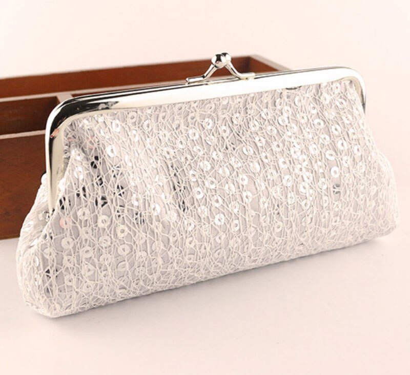 Moda feminina lantejoulas cion bolsa dia embreagem senhoras festa de casamento bolsas carteiras femininas saco de telefone celular 5 cores: Silver and white