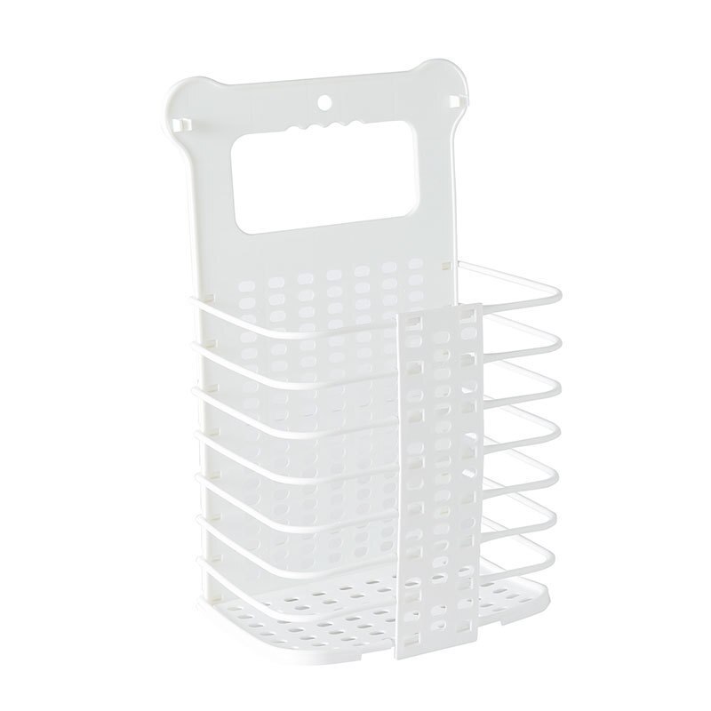 Verbeterde Plastic Vuile Wasmand Opvouwbare Thuis Vuile Wasmand Stevig Handvat Met 2 Geen Boren Haken: Large white