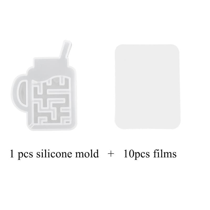 Quicksand Maze Silicone Mold Shaker Molds Milk Bottle Heart Shape UV Epoxy Resin Mold Heart Keychain Pendant Craft Jewelry Tools: 2-mold and films