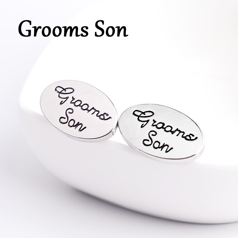 Boutons de manchettes pour hommes, bijoux de mariage ovales, 13 styles, marié/meilleur homme/meilleur ami chemise française, liens pour mariage,: Grooms Son