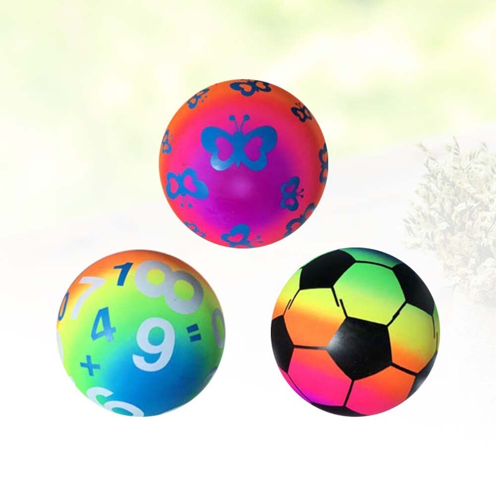 3pcs Rainbow Balls Inflation Playing Sports Funny Thickened Kickballs Handballs for Indoor Playground