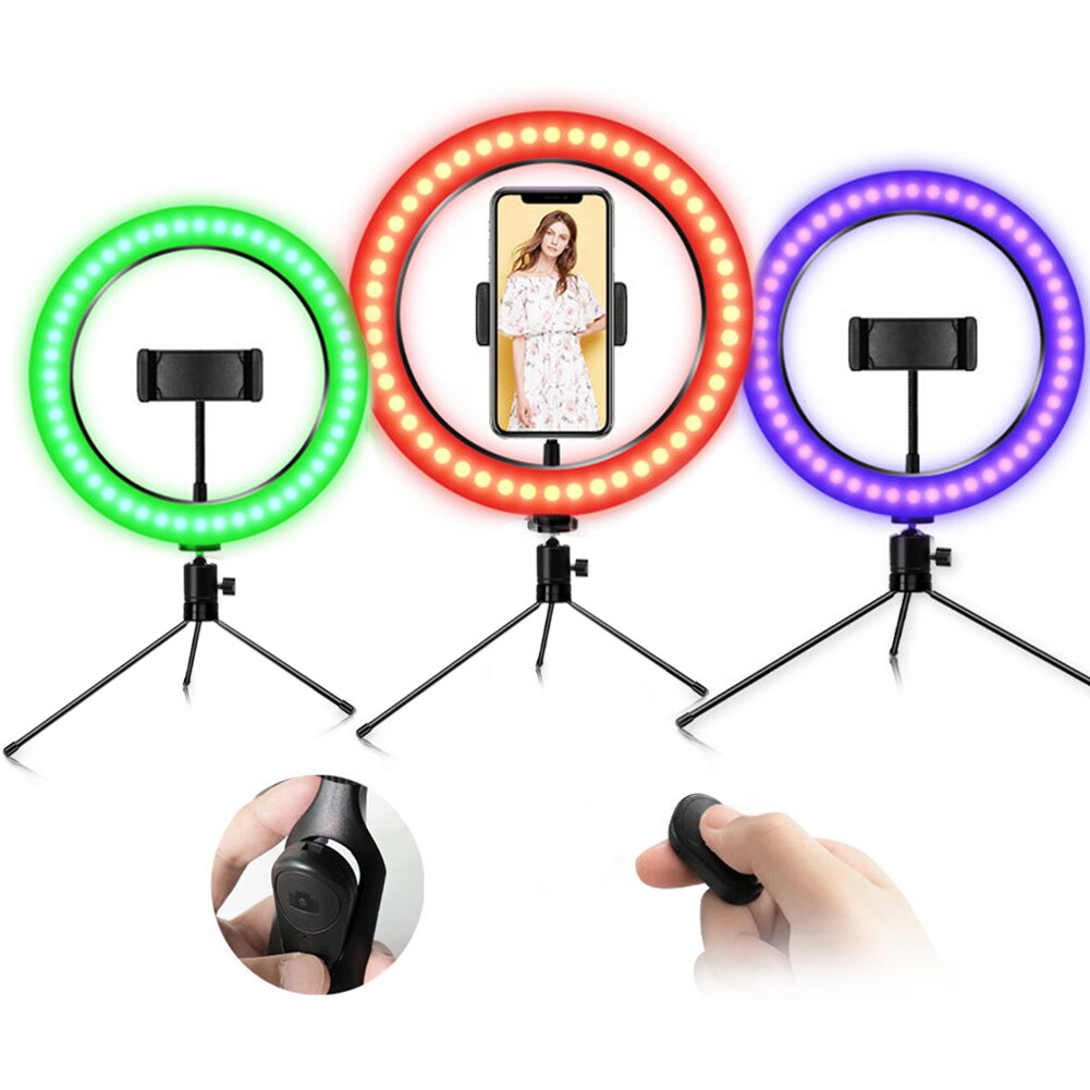 Live Füllen Licht 26cm RGB Schönheit Licht-einstellbare Füllen Ring Licht Stativ Schreibtisch Stehen Telefon Clip Foto Studio telefon Zubehör