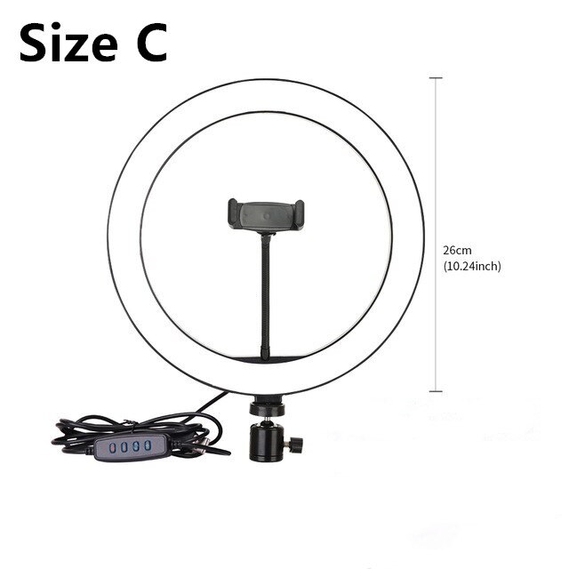 Dimmable Ring Light - 6.3''/7.8''/10.2'' - Bi-color 3200K-5600K - Desktop Live Lamp for Photo Studio Video: Type C